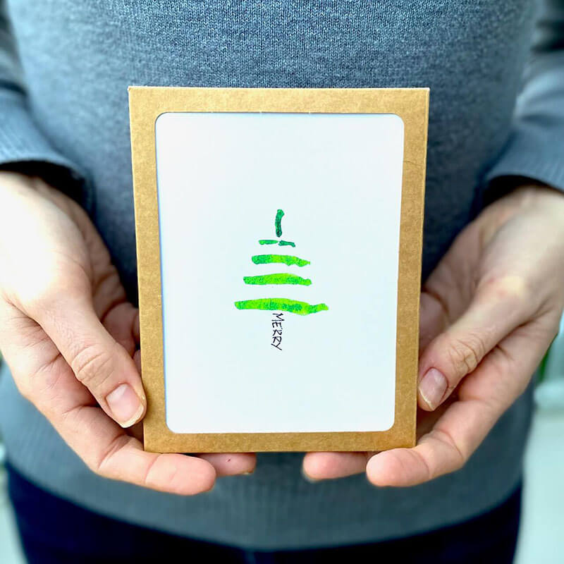 watercolour card with a christmas tree